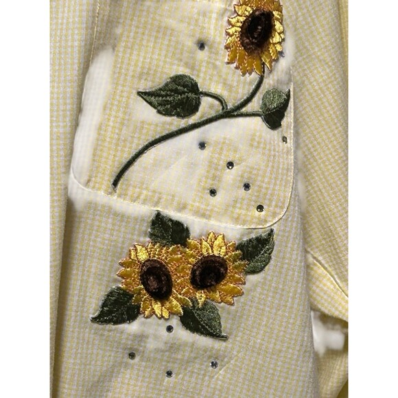 Mili Designs Yellow Blouse Sunflower Button Down Whimsical Fairy Cottagecore Lg - Picture 5 of 10
